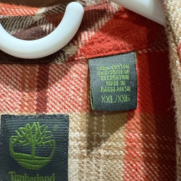 Timberland Orange, tan and Brown Plaid Shirt - Picture 3 of 4